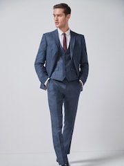 Blue Slim Fit Wool Donegal Suit: Jacket - Image 1 of 7