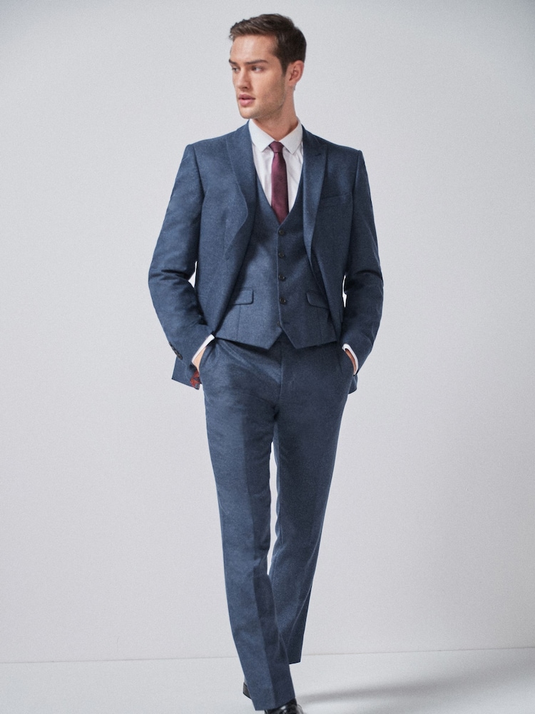 Blue Slim Fit Wool Donegal Suit: Jacket - Image 1 of 7