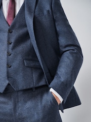 Blue Slim Fit Wool Donegal Suit: Jacket - Image 4 of 7