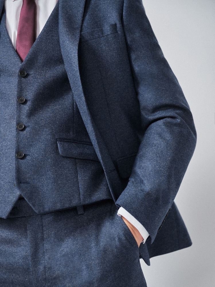 Blauw - Standaard - Slim Fit Wool Donegal Suit Jacket - Image 4 of 7