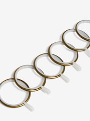 Antique Brass 10 Pack 28mm Diameter Metal Curtain Pole Rings - Image 2 of 3