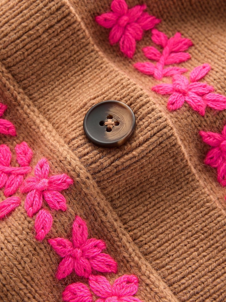 Boden Brown Ella Embroidered Knit Cardigan - Image 2 of 2 Boden Brown Ella Embroidered Knit Cardigan - Image 2 of 2
