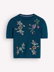 Boden Blue Ria Embellished Knit T-Shirt - Image 1 of 1