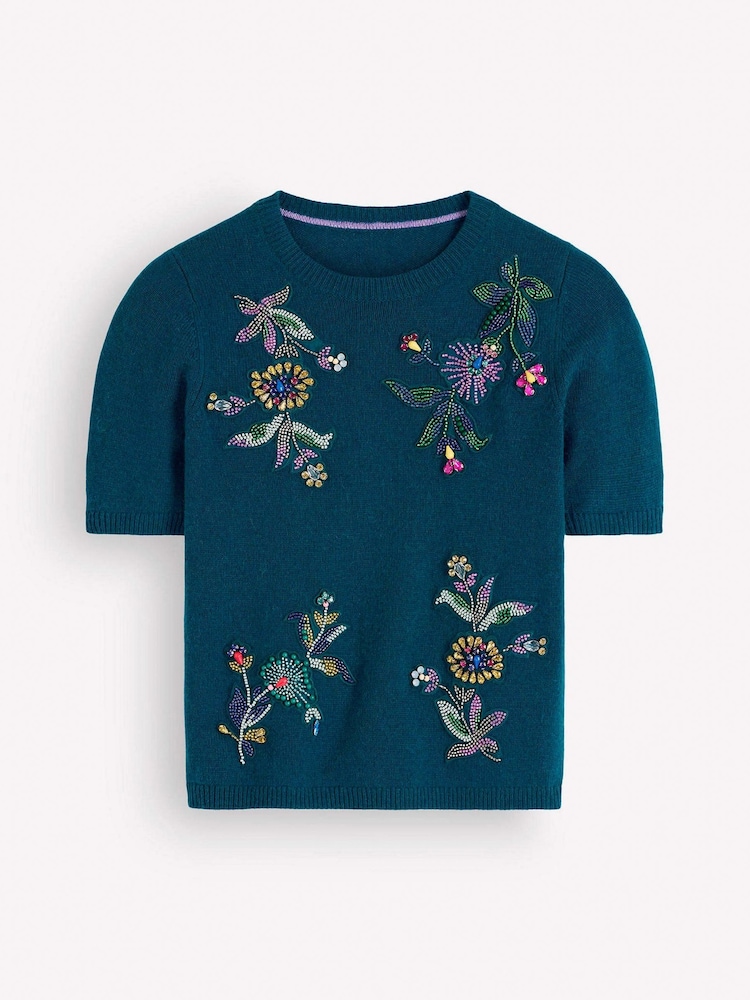 Boden Blue Ria Embellished Knit T-Shirt - Image 1 of 1