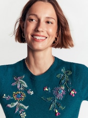 Boden Blue Ria Embellished Knit T-Shirt - Image 2 of 6