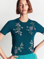 Boden Blue Ria Embellished Knit T-Shirt - Image 5 of 6