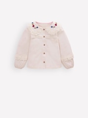 Boden Cream Broderie Collar Jersey Top - Image 1 of 3