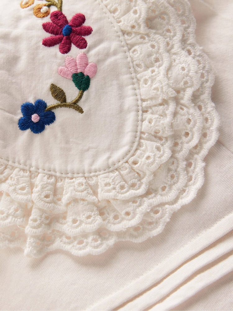 Boden Cream Broderie Collar Jersey Top - Image 3 of 3 Boden Cream Broderie Collar Jersey Top - Image 3 of 3