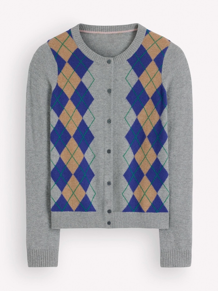Boden Grey Elsie Cashmere Crew Neck Cardigan - Image 1 of 2
