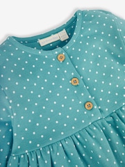 JoJo Maman Bébé Duck Egg Blue Owl Appliqué Button Front Dress - Image 3 of 3