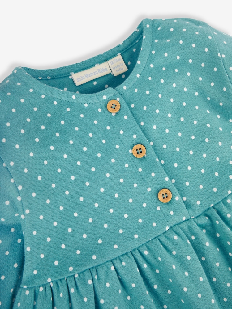 JoJo Maman Bébé Duck Egg Blue Owl Appliqué Button Front Dress - Image 3 of 3 JoJo Maman Bébé Duck Egg Blue Owl Appliqué Button Front Dress - Image 3 of 3
