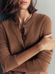Boden Brown Elsie Cashmere Crew Neck Cardigan - Image 2 of 6