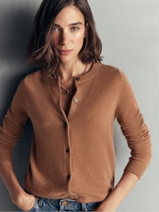 Boden Brown Elsie Cashmere Crew Neck Cardigan - Image 3 of 6