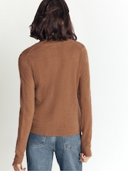 Boden Brown Elsie Cashmere Crew Neck Cardigan - Image 4 of 6