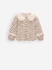 Boden Cream Broderie Collar Jersey Top - Image 1 of 3