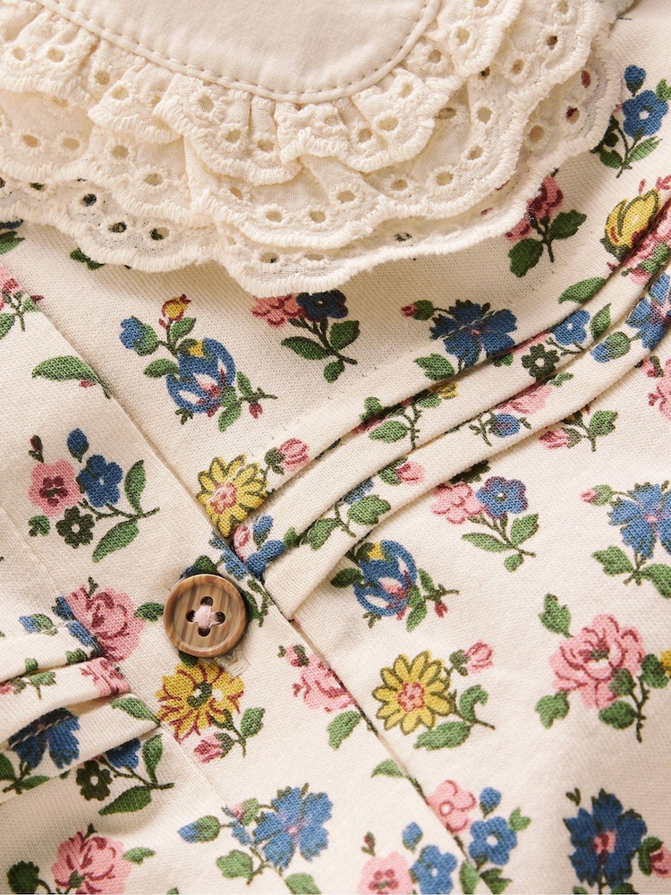 Boden Cream Broderie Collar Jersey Top - Image 3 of 3 Boden Cream Broderie Collar Jersey Top - Image 3 of 3