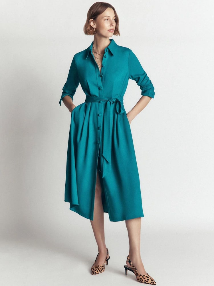 Blau - Boden Kate Pleated Shirt Dress - Bild 1 von 8