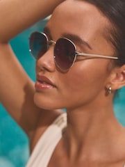 Silver (Metal) Black Lens Round Sunglasses - Image 3 of 6