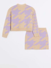 River Island Purple Girls Houndstooth Cardigan Set - Image 2 of 4