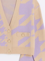 River Island Purple Girls Houndstooth Cardigan Set - Image 3 of 4
