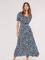 Apricot Blue Sarasa Micro Floral Milkmaid Dress - Image 1 of 4
