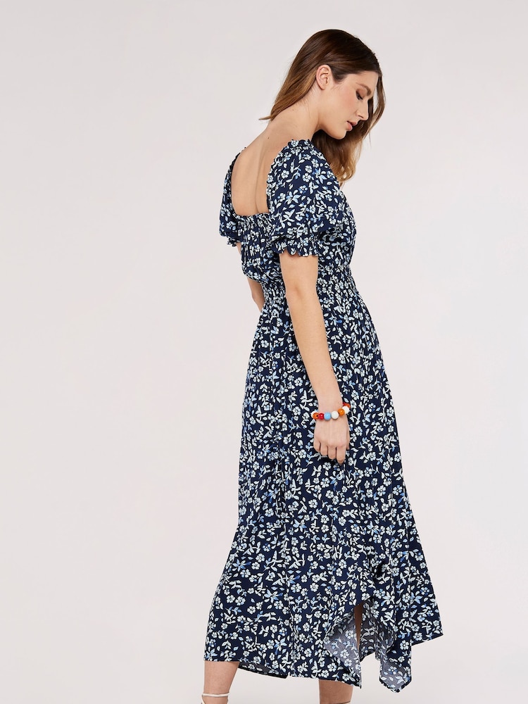 Apricot Blue Sarasa Micro Floral Milkmaid Dress - Image 2 of 4