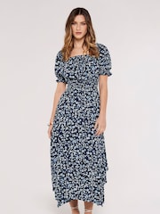 Apricot Blue Sarasa Micro Floral Milkmaid Dress - Image 3 of 4