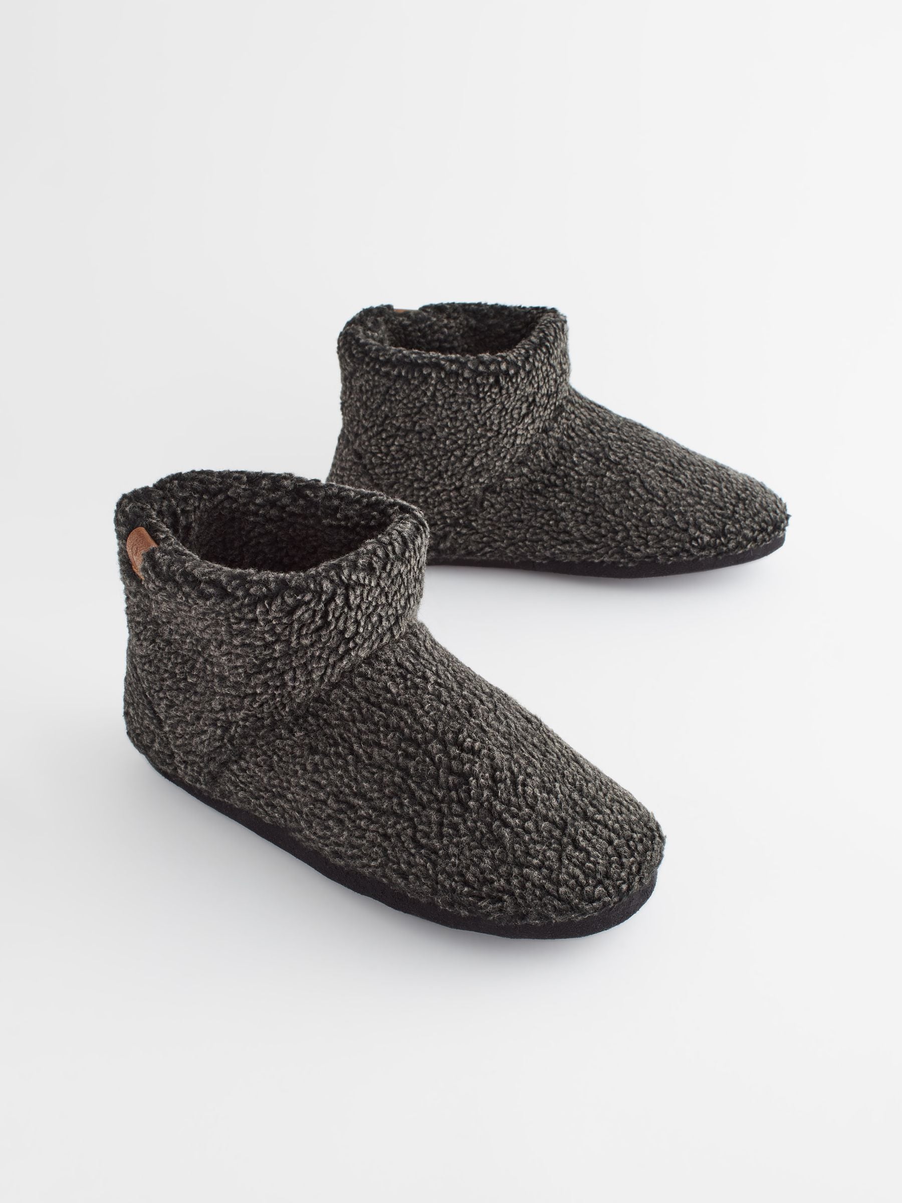 Buy Charcoal Grey Borg Slipper Boots from Next Luxembourg