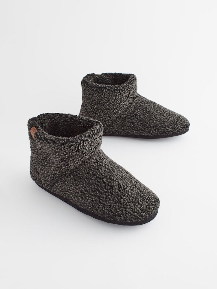 Charcoal Grey Borg Slipper Boots - Image 1 of 6
