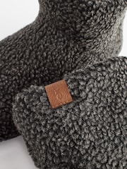 Charcoal Grey Borg Slipper Boots - Image 5 of 6