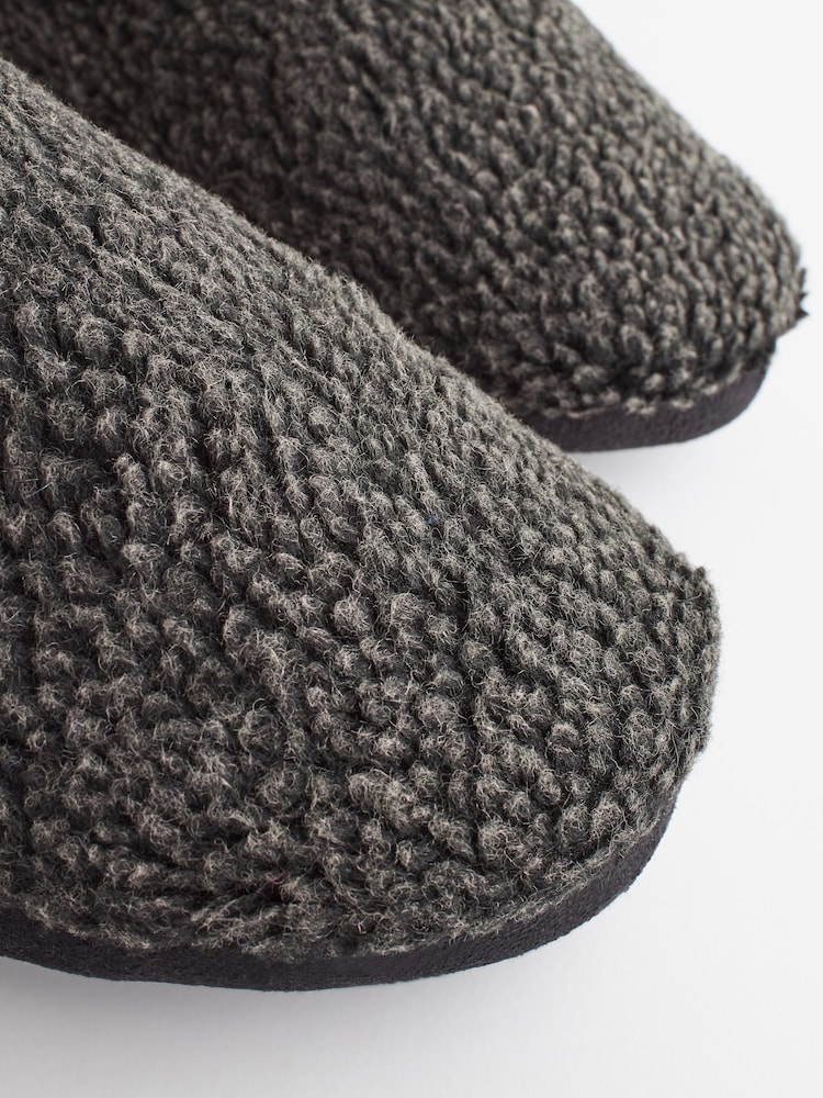 Charcoal Grey Borg Slipper Boots - Image 6 of 6