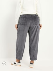 Yours Curve Grey Corduroy Barrel Leg Trousers - Image 3 of 6