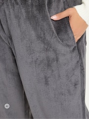Yours Curve Grey Corduroy Barrel Leg Trousers - Image 4 of 6