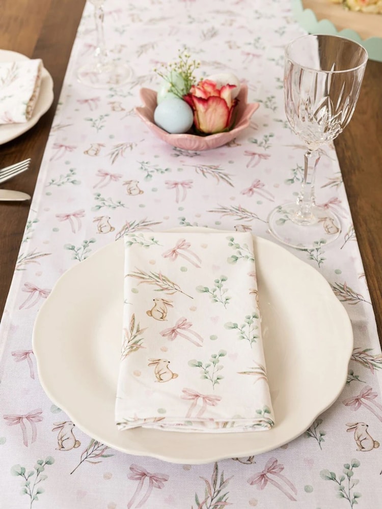 Avalon Home White Bunnies and Bows Table Runner - Image 2 of 5