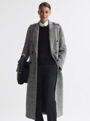 Reiss Grey Jesse Wool Blend Herringbone Coat - Image 3 of 8