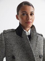 Reiss Grey Jesse Wool Blend Herringbone Coat - Image 4 of 8