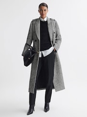 Reiss Grey Jesse Wool Blend Herringbone Coat - Image 6 of 8