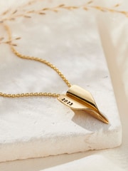 18ct Yellow Gold Tone Personalised Paper Plane Necklace By Posh Totty Designs - Image 1 of 4