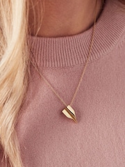 18ct Yellow Gold Tone Personalised Paper Plane Necklace By Posh Totty Designs - Image 2 of 4