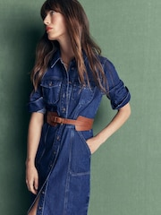 Boden Blue Fleur Denim Midi Dress - Image 3 of 7