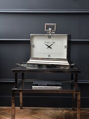 Libra Silver Latham Medium Rectangle Clock With Roman Numerals - Image 1 of 2