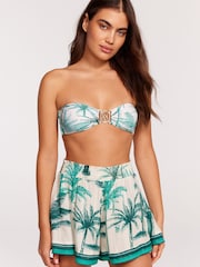 Victoria's Secret Green/Ecru Tropical Palm Beach Shorts - Image 1 of 3