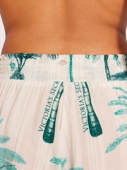 Victoria's Secret Green/Ecru Tropical Palm Beach Shorts - Image 2 of 3