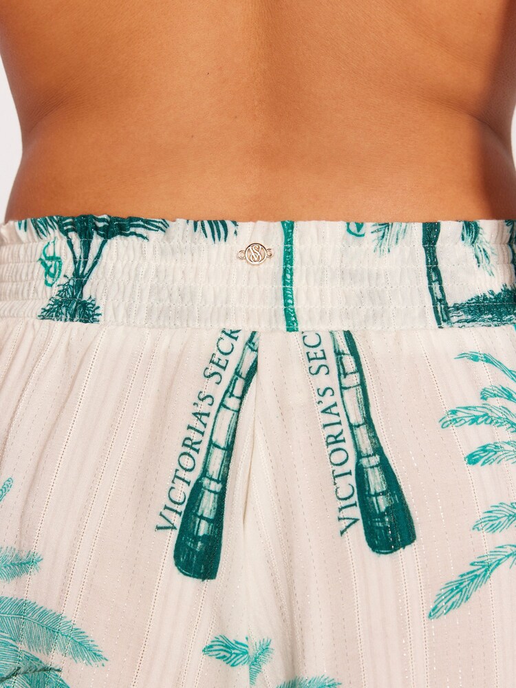 Victoria's Secret Green/Ecru Tropical Palm Beach Shorts - Image 2 of 3