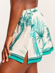 Victoria's Secret Green/Ecru Tropical Palm Beach Shorts - Image 3 of 3