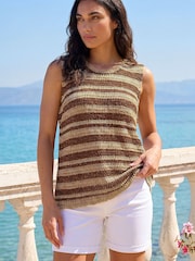 Roman Brown Shimmer Stripe Knit Vest - Image 2 of 4