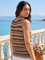 Roman Brown Shimmer Stripe Knit Vest - Image 3 of 4