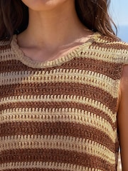 Roman Brown Shimmer Stripe Knit Vest - Image 4 of 4