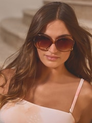 Honey Ombre Lense Wrap Square Sunglasses - Image 3 of 7