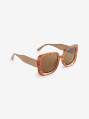 Caramel Brown Polarised Square Frame Sunglasses - Image 5 of 8